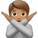 persona haciendo el gesto de "no": tono de piel medio