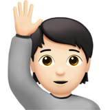 persona con la mano levantada: tono de piel claro