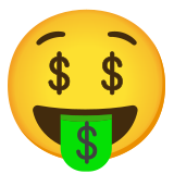 Cara con lengua de dinero - Noto Color Emoji