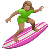 mujer haciendo surf: tono de piel medio