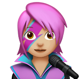 cantante mujer: tono de piel claro medio