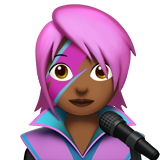 cantante mujer: tono de piel oscuro medio