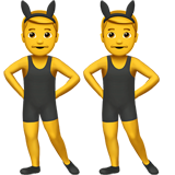 hombres con orejas de conejo