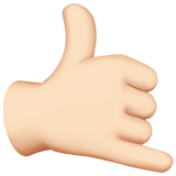 mano haciendo el gesto de llamar: tono de piel claro