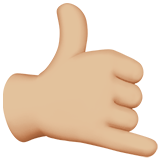 mano haciendo el gesto de llamar: tono de piel claro medio