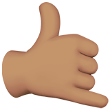 mano haciendo el gesto de llamar: tono de piel medio