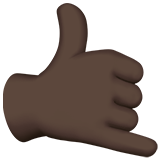 mano haciendo el gesto de llamar: tono de piel oscuro