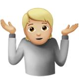 persona encogida de hombros: tono de piel claro medio