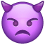 Emoticono de un diablo morado con cuernos U+1F47F Emoticono de un diablo morado con cuernos U+1F47F