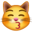Emoticono de un gato que da un beso U+1F63D