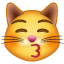 Emoticono de un gato que da un beso U+1F63D Emoticono de un gato que da un beso U+1F63D