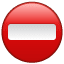Emoji de un círculo rojo con una línea blanca U+26D4