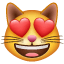 Emoticono de un gato con corazones en los ojos U+1F63B Emoticono de un gato con corazones en los ojos U+1F63B