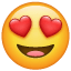 Emoji con ojos en forma de corazones U+1F60D