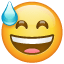 Emoticono con la boca abierta y sudor frío U+1F605 Emoticono con la boca abierta y sudor frío U+1F605